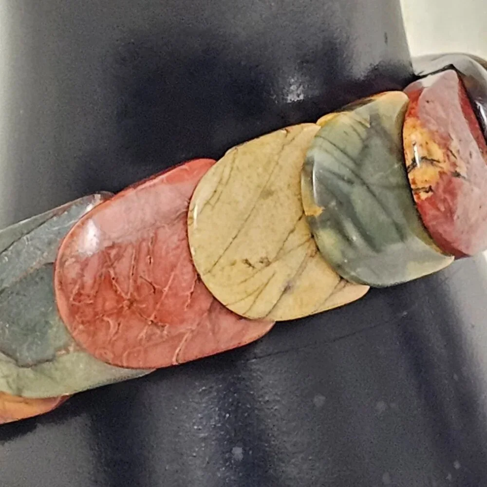 Jasper Natural Stone New Overlap Multi Color Stretch Bracelet